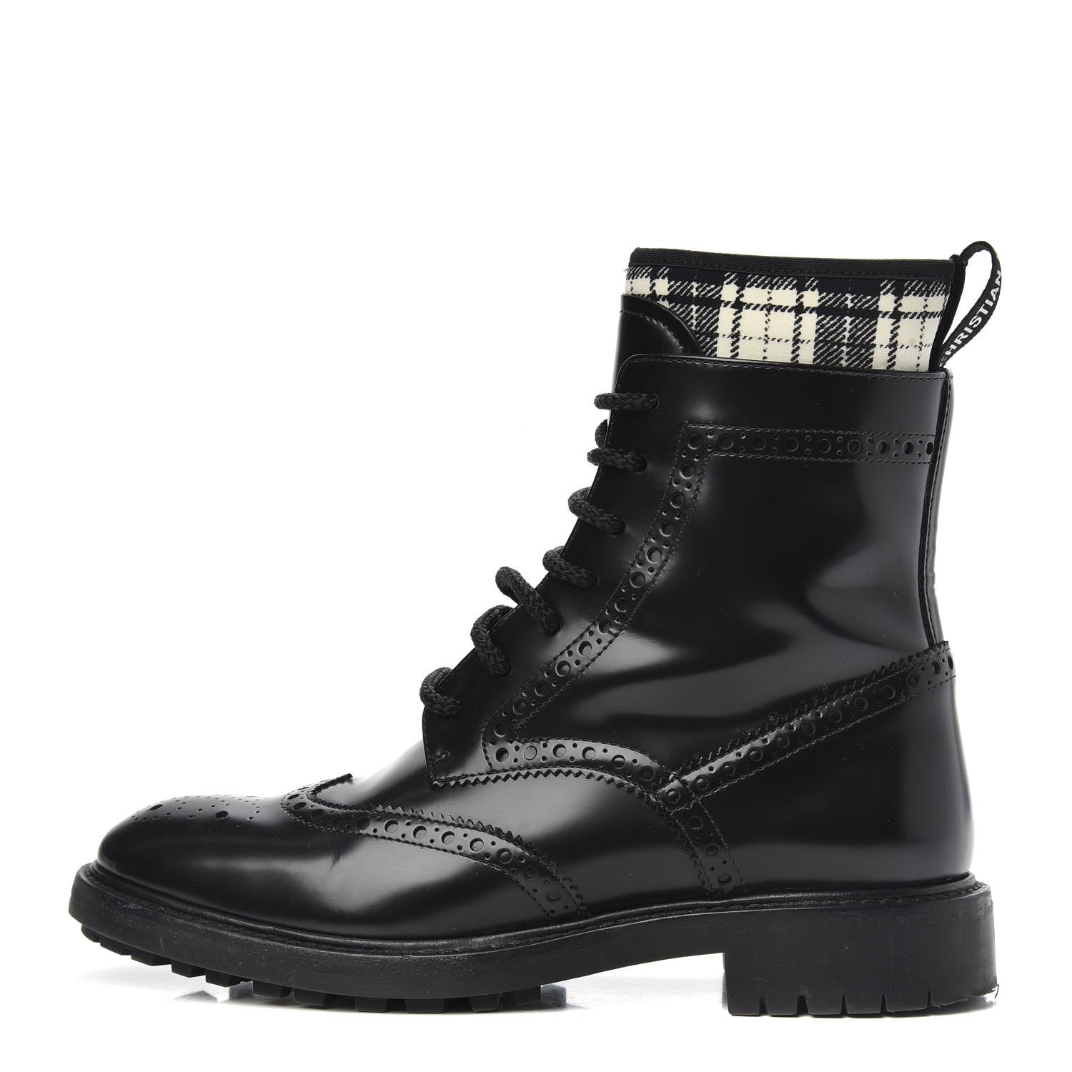 Christian Dior Calfskin Tartan D-Order Low Boot 36 Black White 1 of 9