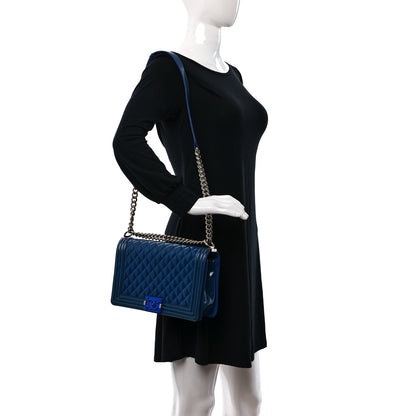 Chanel Patent Calfskin Quilted New Medium Plexiglass Boy Flap Blue 2 of 12