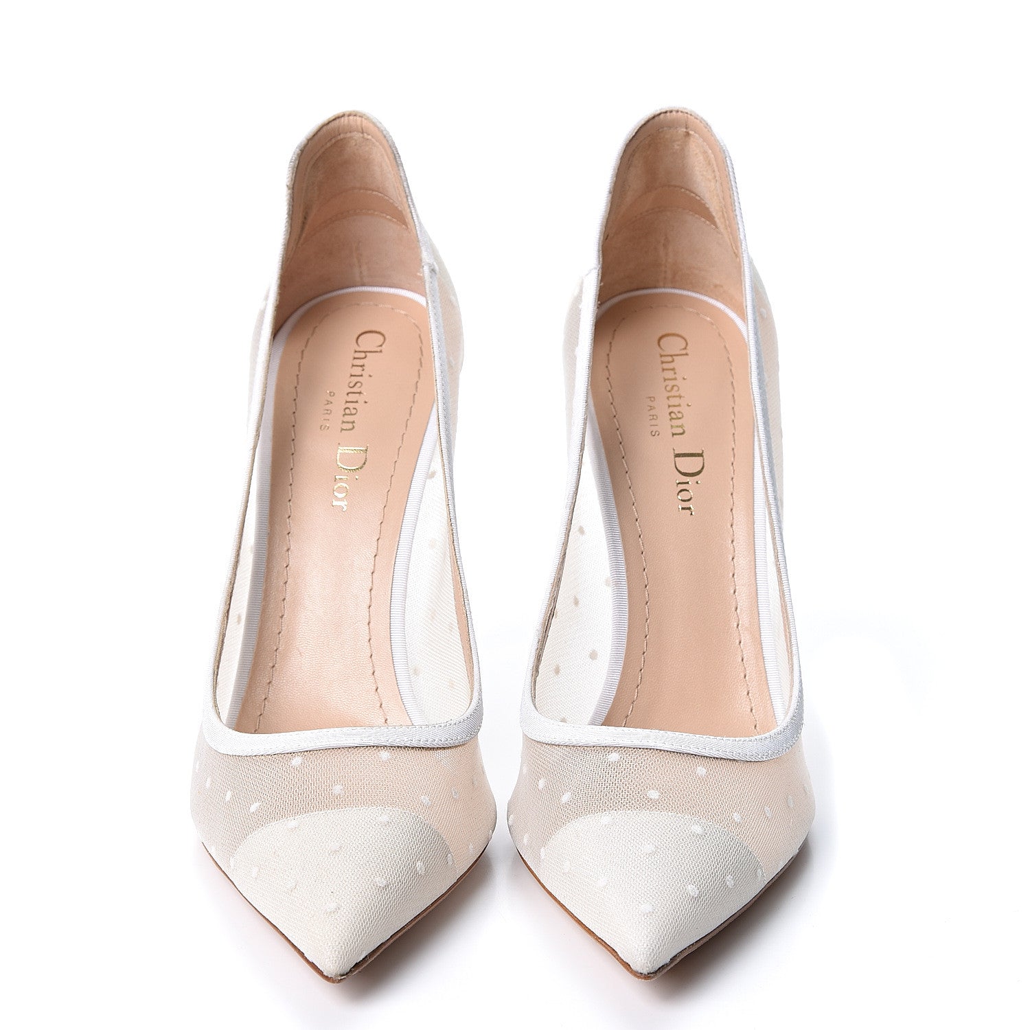 Christian Dior Mesh Plumetis Tulle D-Moi Pumps 38.5 White 2 of 9