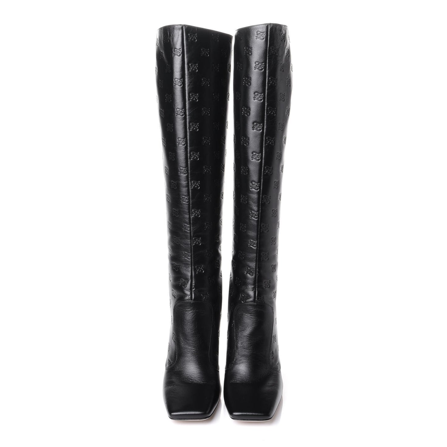 Vitello Karligraphy Embossed FFreedom Knee High Boots 39 Black
