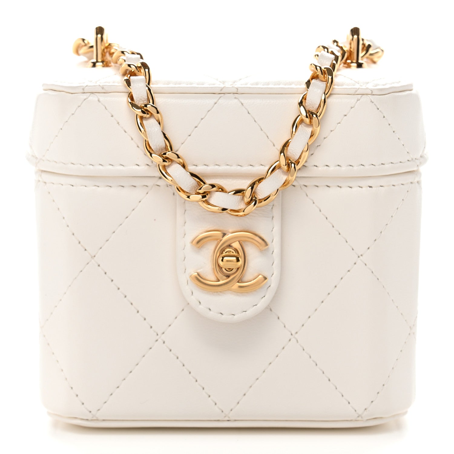 Chanel Lambskin Quilted Vanity Clutch With Chain White 1 of 10