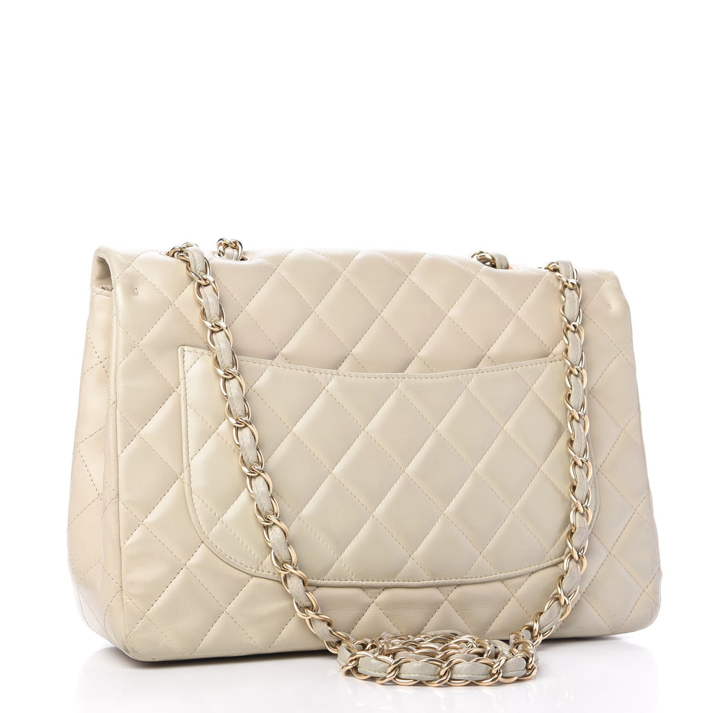 Lambskin Quilted Jumbo Single Flap Ivory