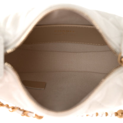 Chanel Caviar Quilted Pearl Chain Pouch Hobo White 5 of 10