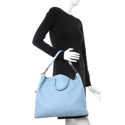 Bottega Veneta Nappa Intrecciato Medium Convertible Tote Light Blue 2 of 11