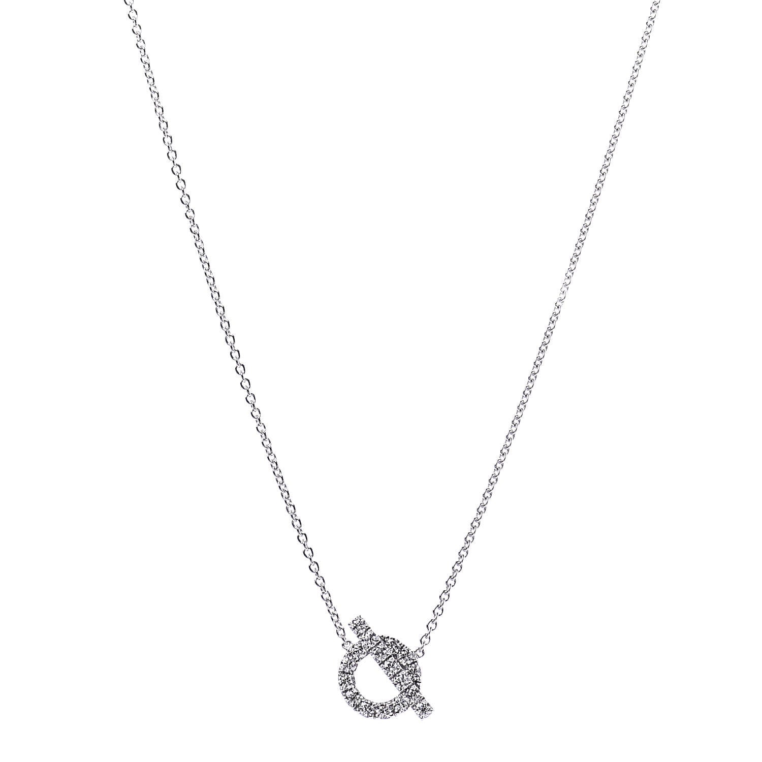 Hermes 18K White Gold Diamond Finesse Pendant Necklace 1 of 7