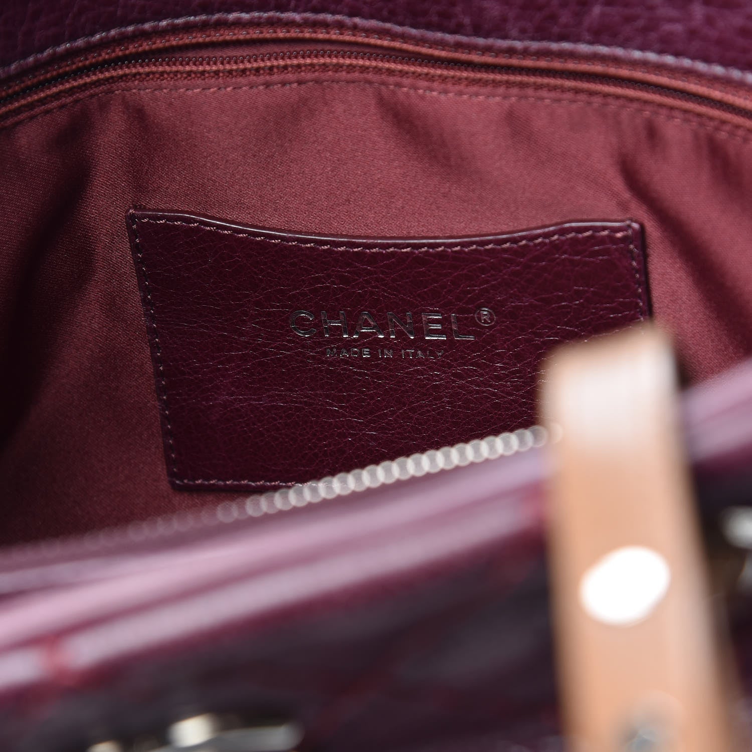 Chanel Glazed Calfskin On the Road Zip Tote Plum 6 of 13