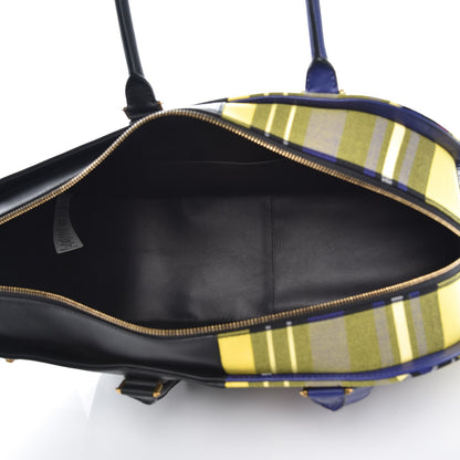 Versace Calfskin Tartan Print The Clash Top Handle Black Multicolor 5 of 6