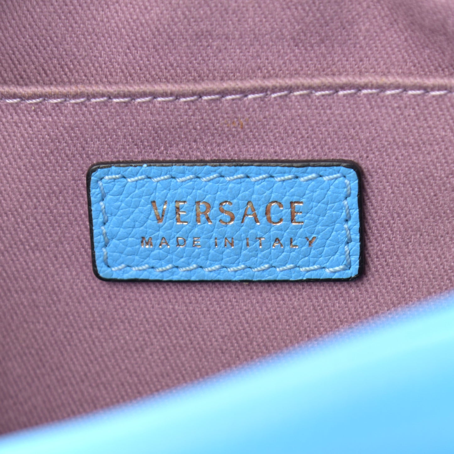 Grained Calfskin Medusa Camera Bag Blue