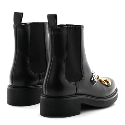 Gucci Flores Calfskin Horsebit Chain Ankle Boots 35.5 Black 4 of 12