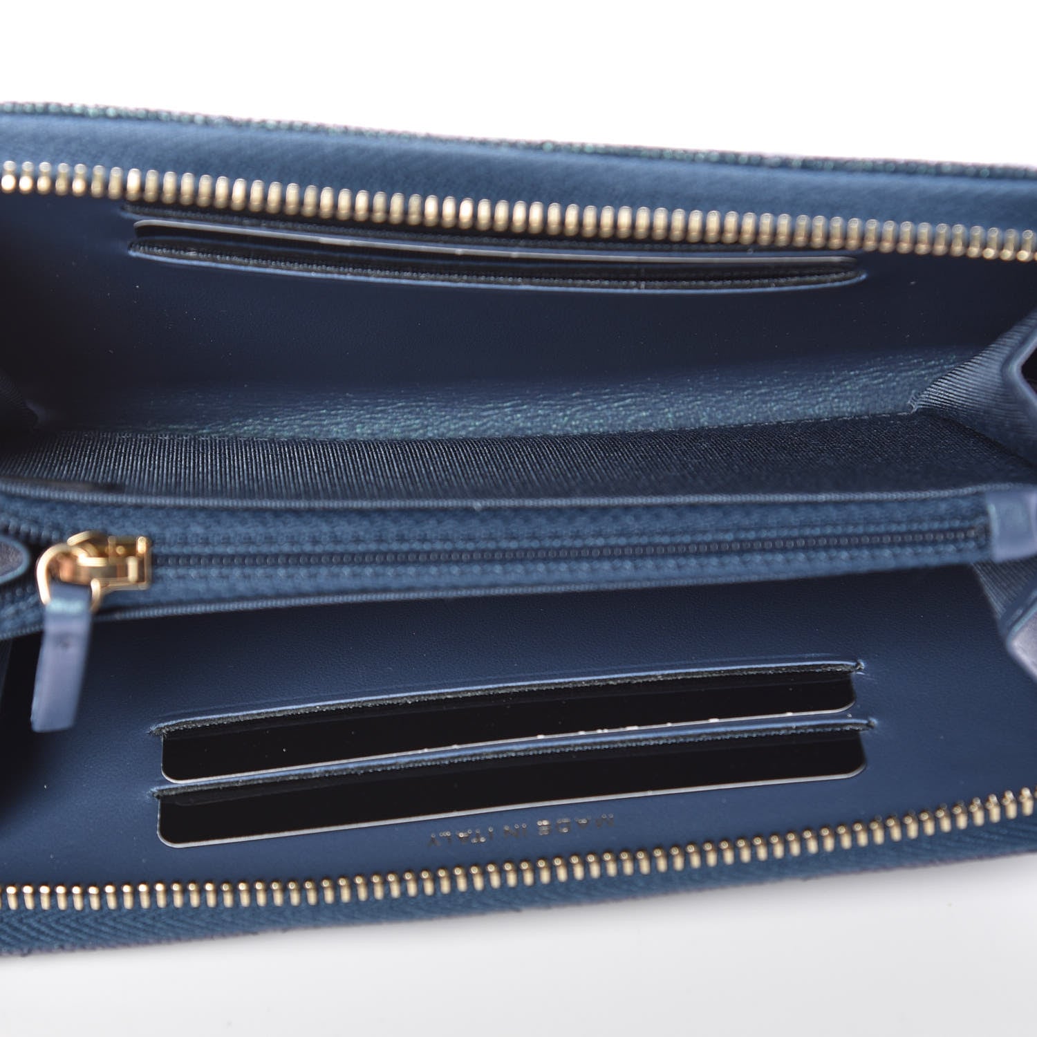 Chanel Iridescent Caviar Quilted Medium Zip Around Wallet Dark Blue 5 of 9
