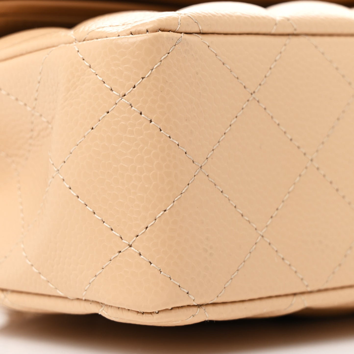 Caviar Quilted Medium Double Flap Beige