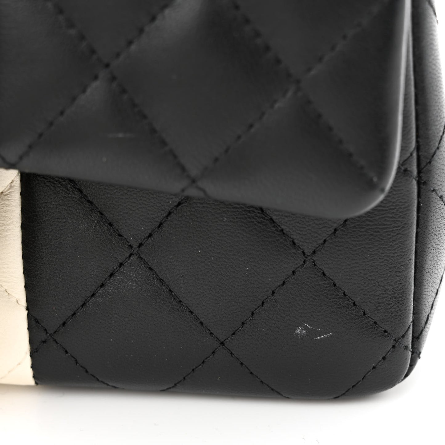 Lambskin Quilted Mini Rectangular Flap Black White