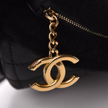Chanel Calfskin Fur Quilted Waist Bag Fanny Pack Black 10 of 11