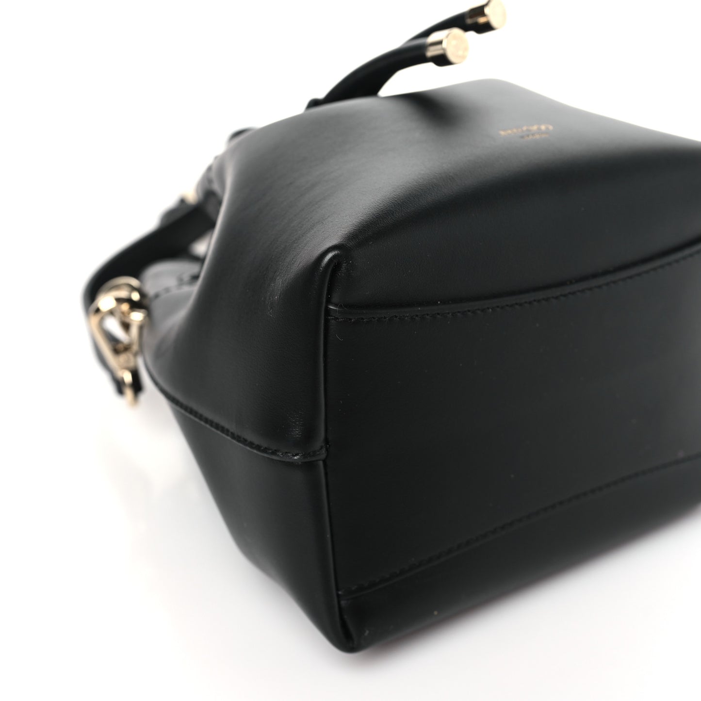Smooth Shiny Calfskin Bon Bon Bucket Bag Black