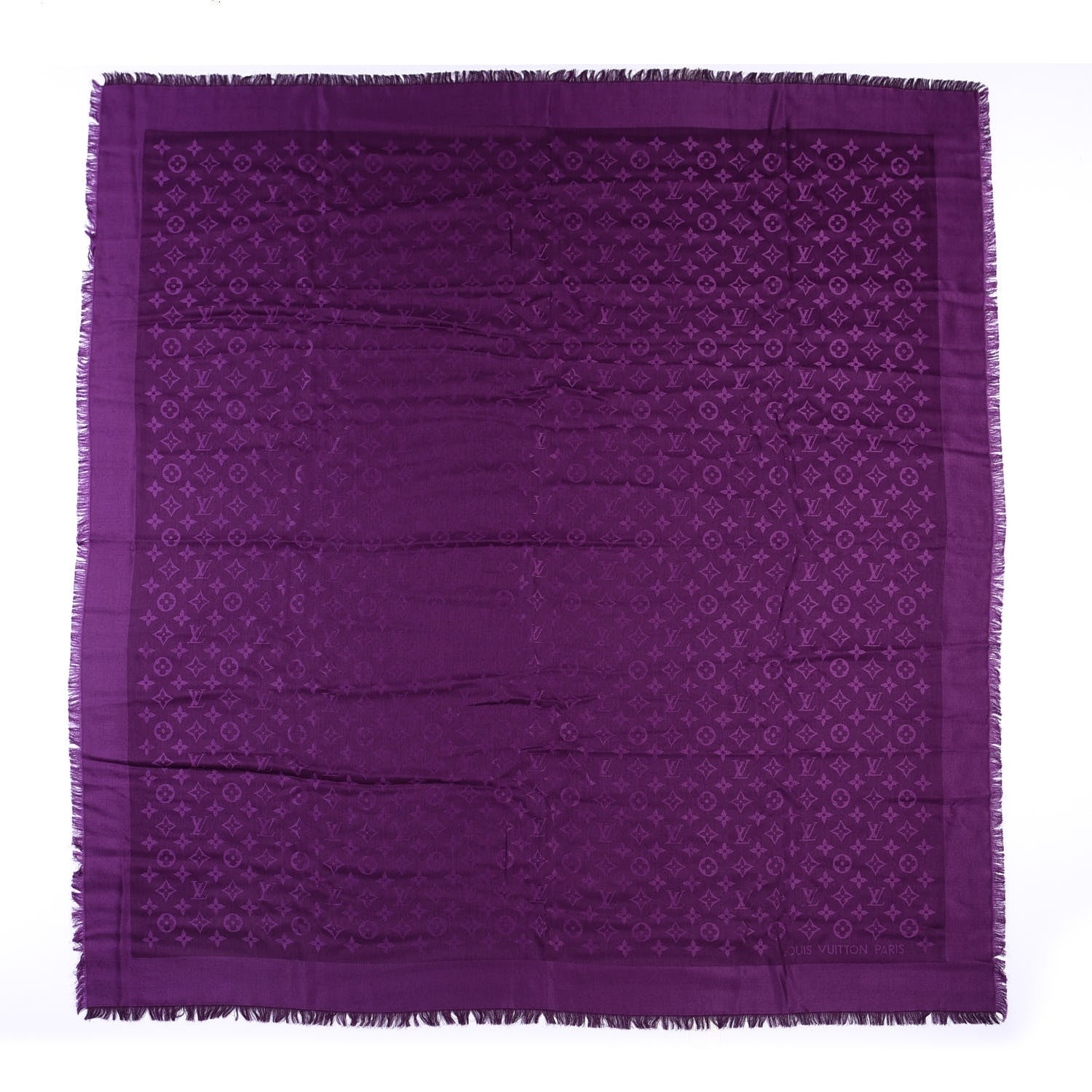 Louis Vuitton Wool Silk Monogram Shawl Cassis 1 of 3