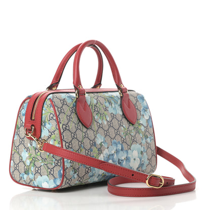 Gucci GG Supreme Monogram Blooms Small Boston Beige Blue Navy Hibiscus Red 3 of 10