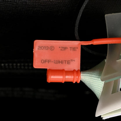 Off-White Saffiano Striped Diag Binder Clip Bag Black White 7 of 11