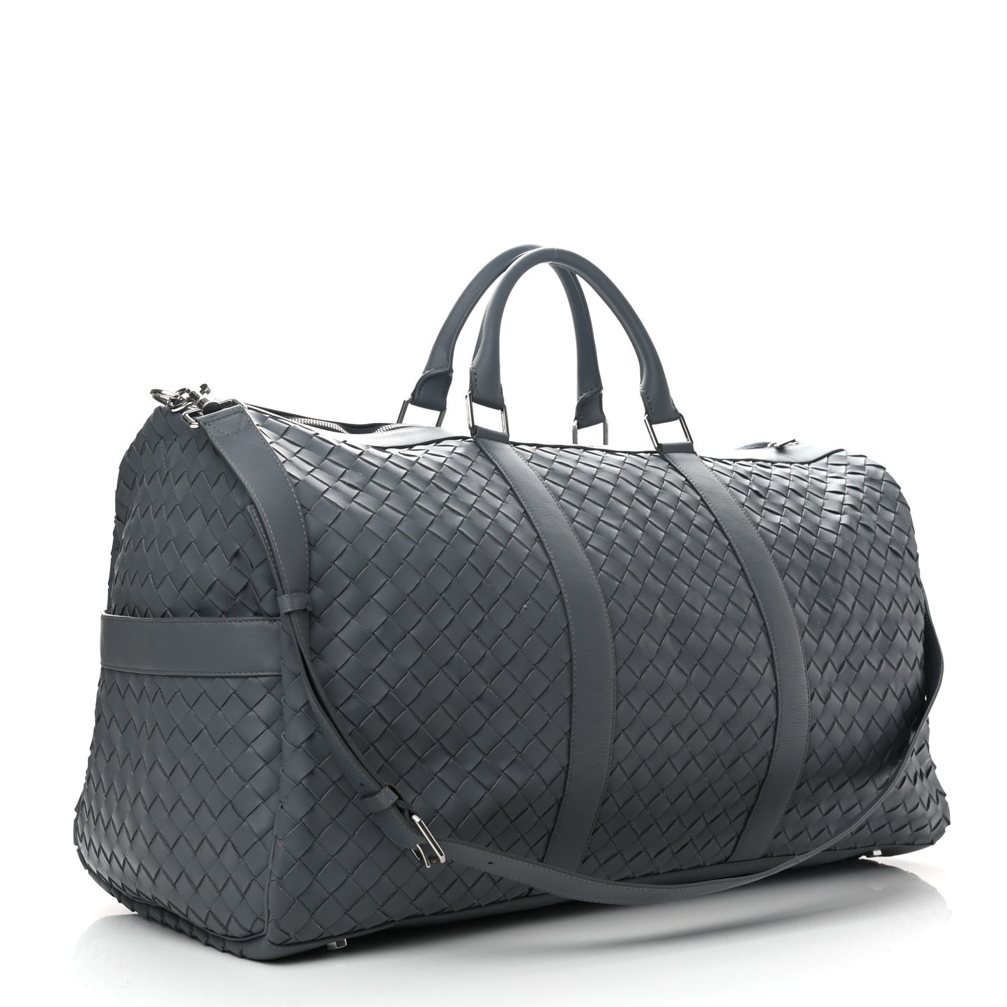 Nappa Intrecciato Large Holdall Duffel Grey