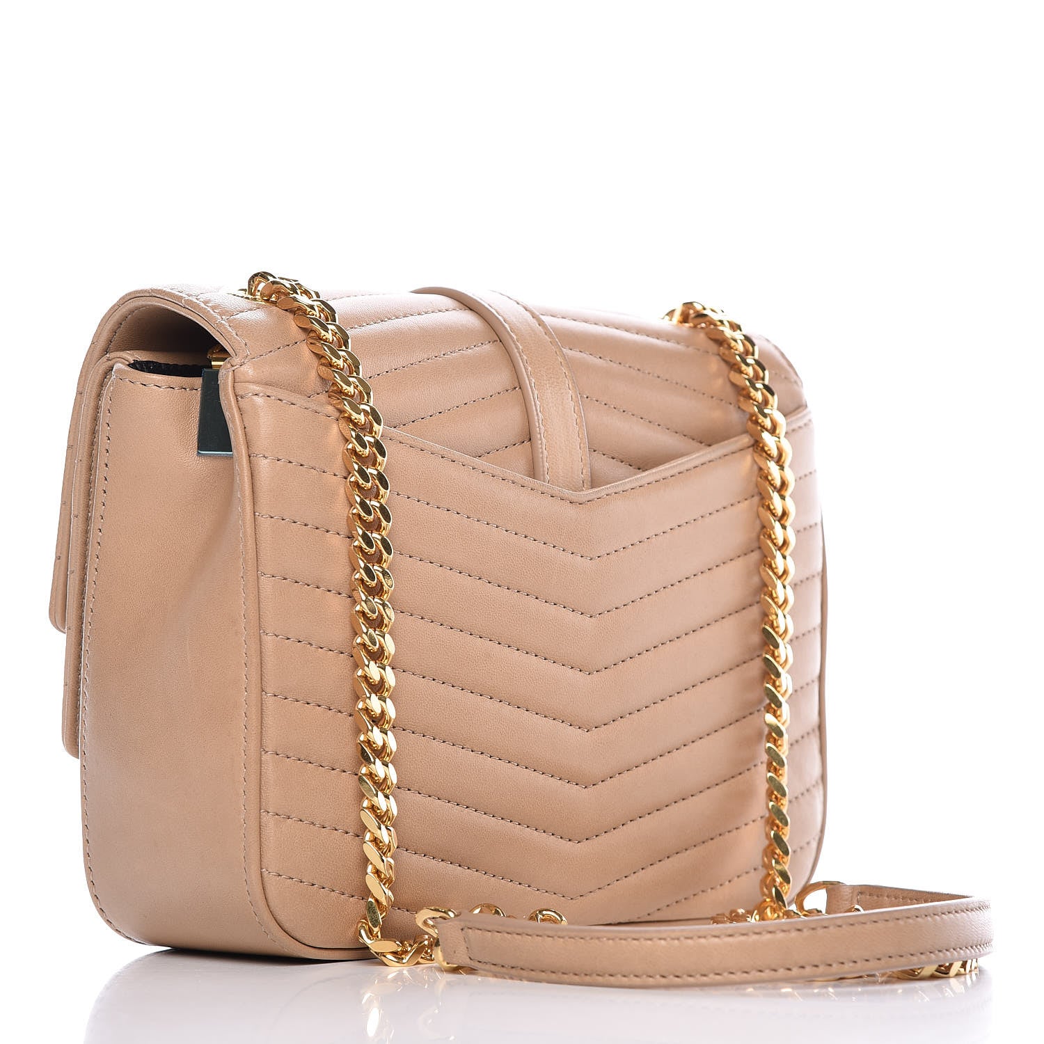 Saint Laurent Lambskin Matelasse Chevron Monogram Small Sulpice Bag Sable Beige 3 of 13