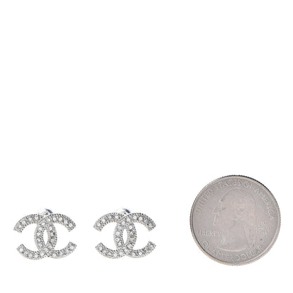 Chanel Crystal CC Earrings Silver 2 of 5