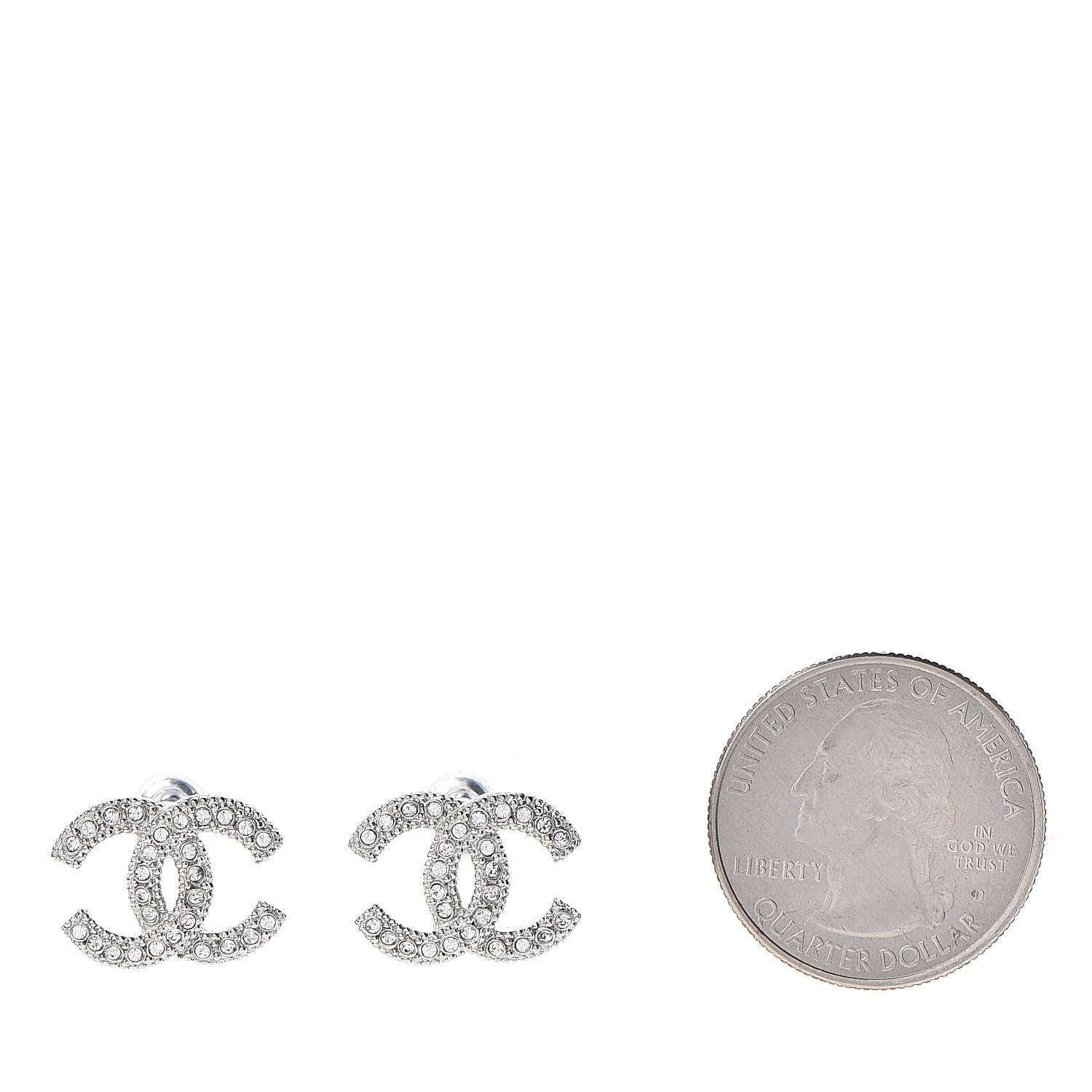 Chanel Crystal CC Earrings Silver 2 of 5