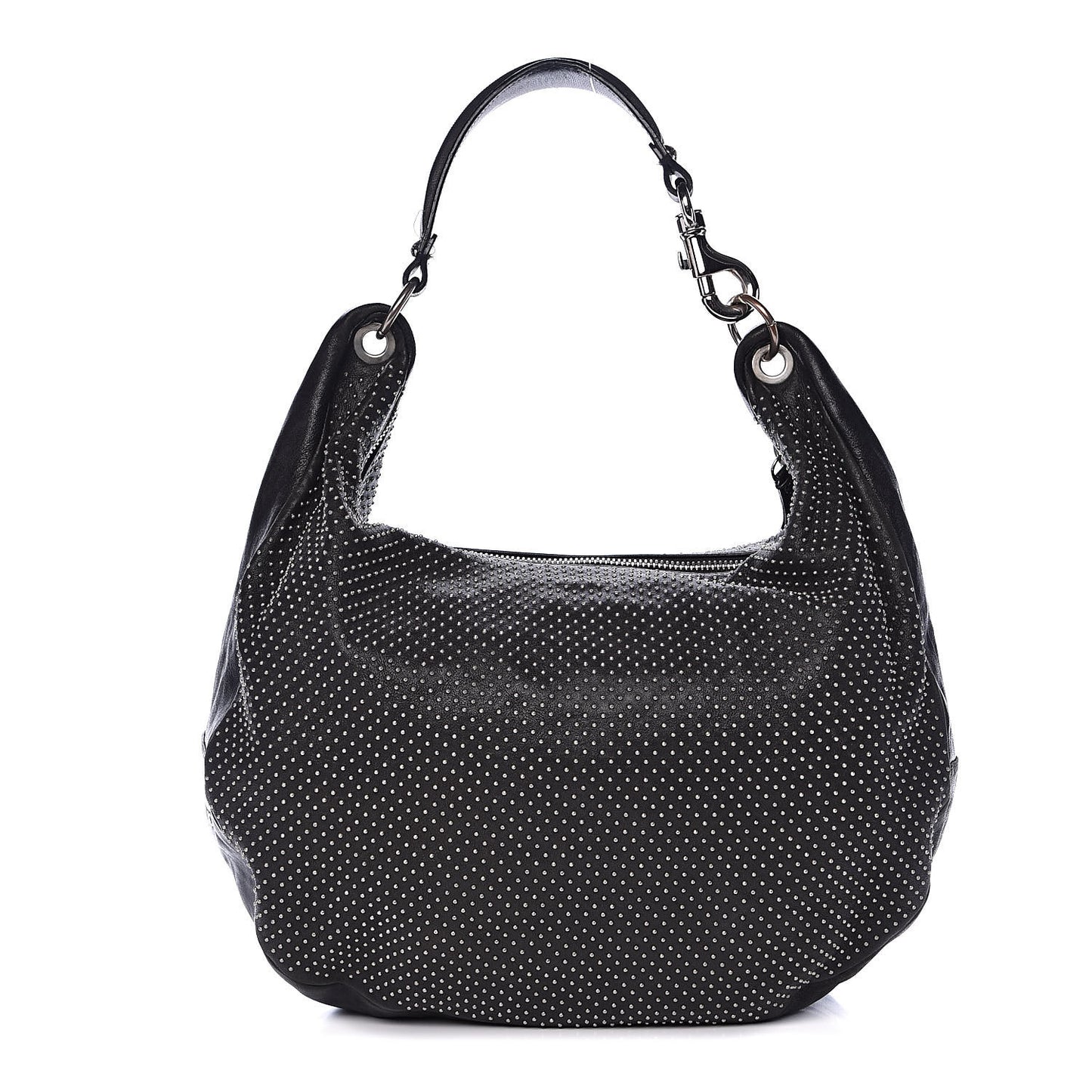 Lambskin Studded Solar Hobo Black
