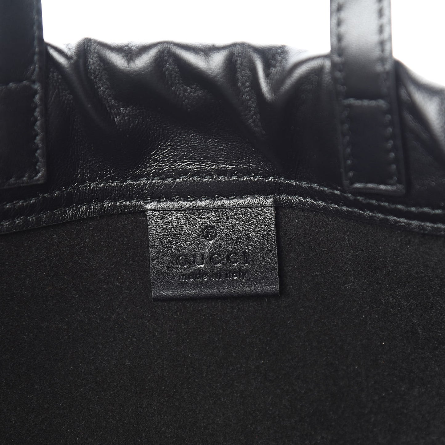 Calfskin Logo Drawstring Backpack Black