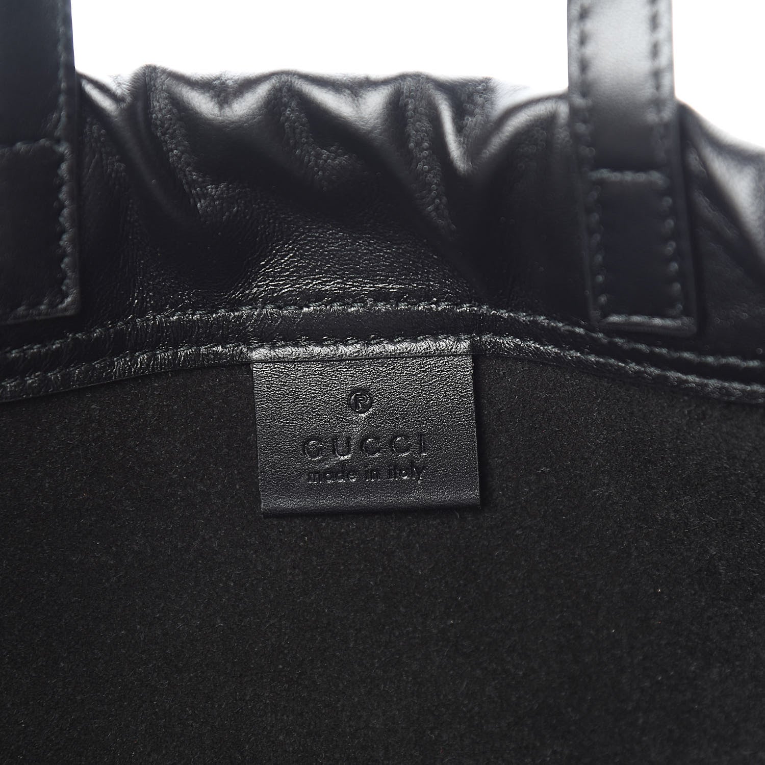 Gucci Calfskin Logo Drawstring Backpack Black 9 of 11