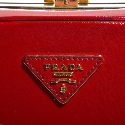 Prada Saffiano Vernice Pyramid Bag Rosso 8 of 8
