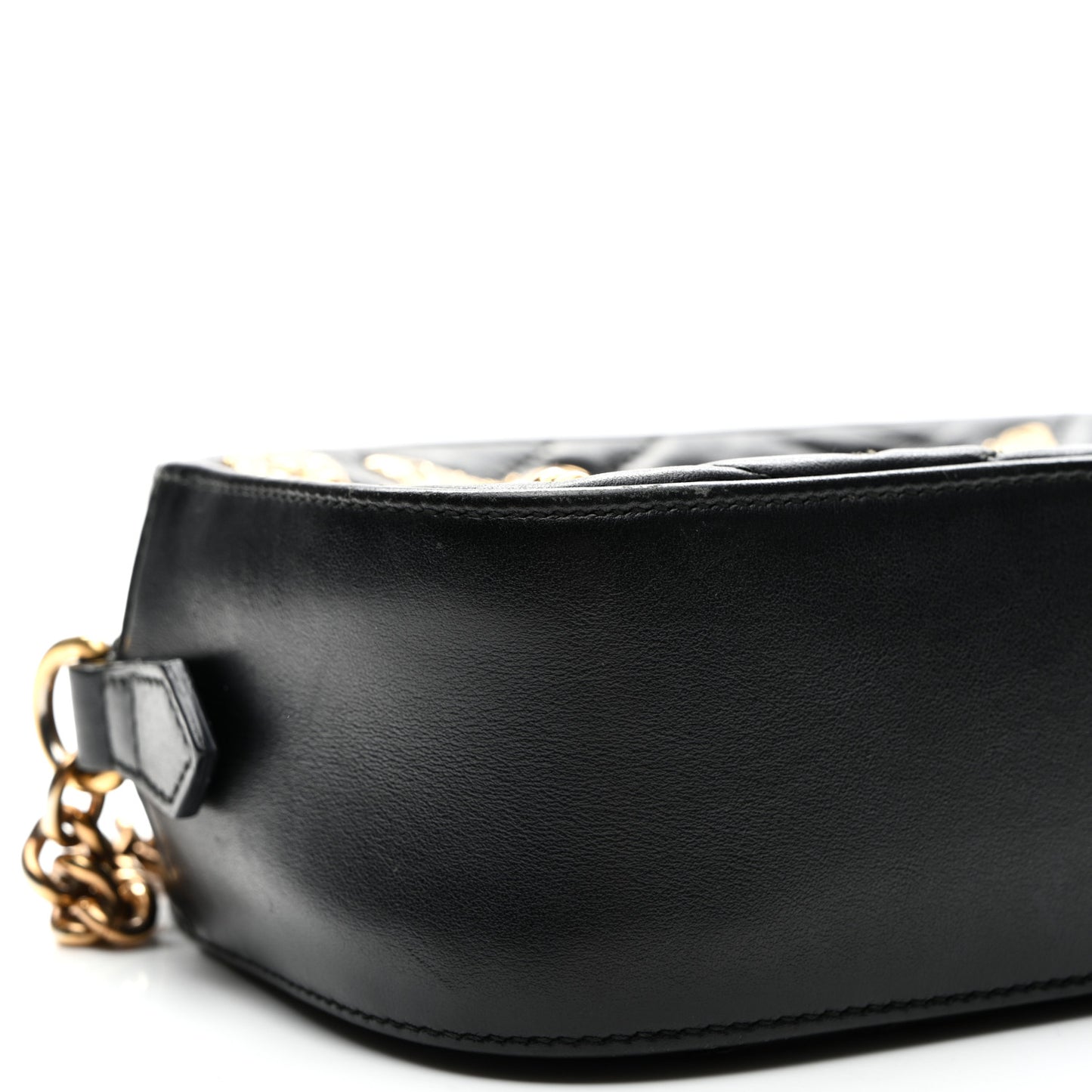 Calfskin Matelasse Animal Studs Small GG Marmont Chain Shoulder Bag Black