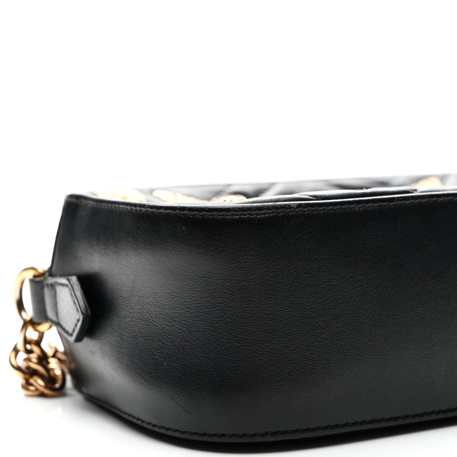 Gucci Calfskin Matelasse Animal Studs Small GG Marmont Chain Shoulder Bag Black 10 of 11