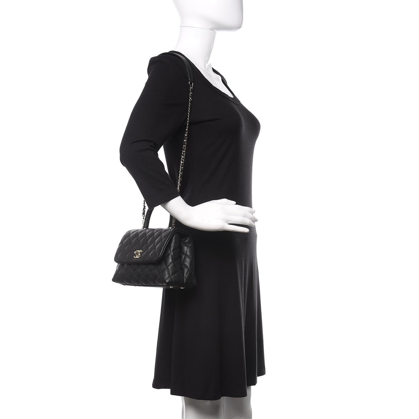 Caviar Quilted Mini Coco Handle Flap Black