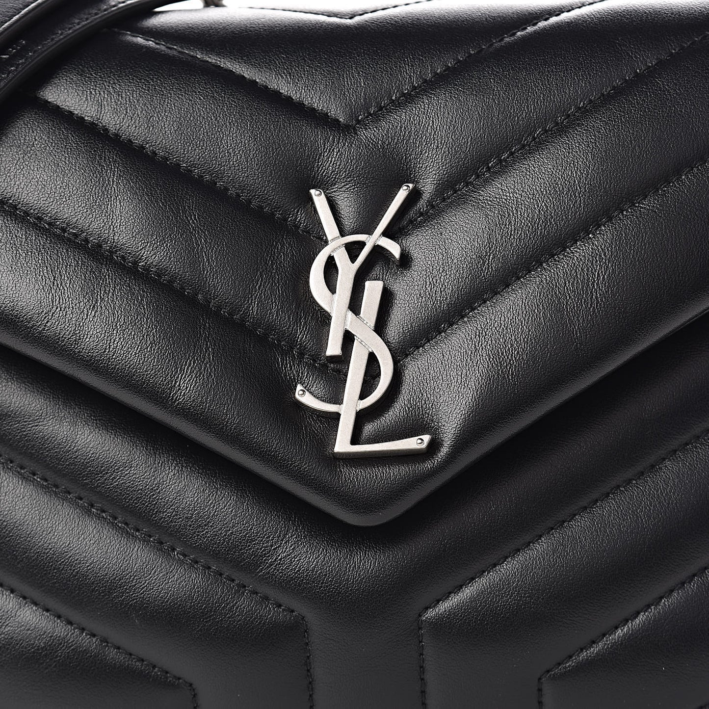 Calfskin Y Quilted Monogram Small Loulou Chain Satchel Black