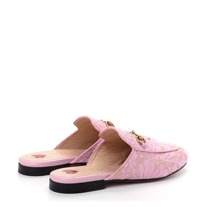 Gucci Lace Malaga Kid Womens Princetown Slippers 36.5 Sugar Pink Skin Rose 4 of 10