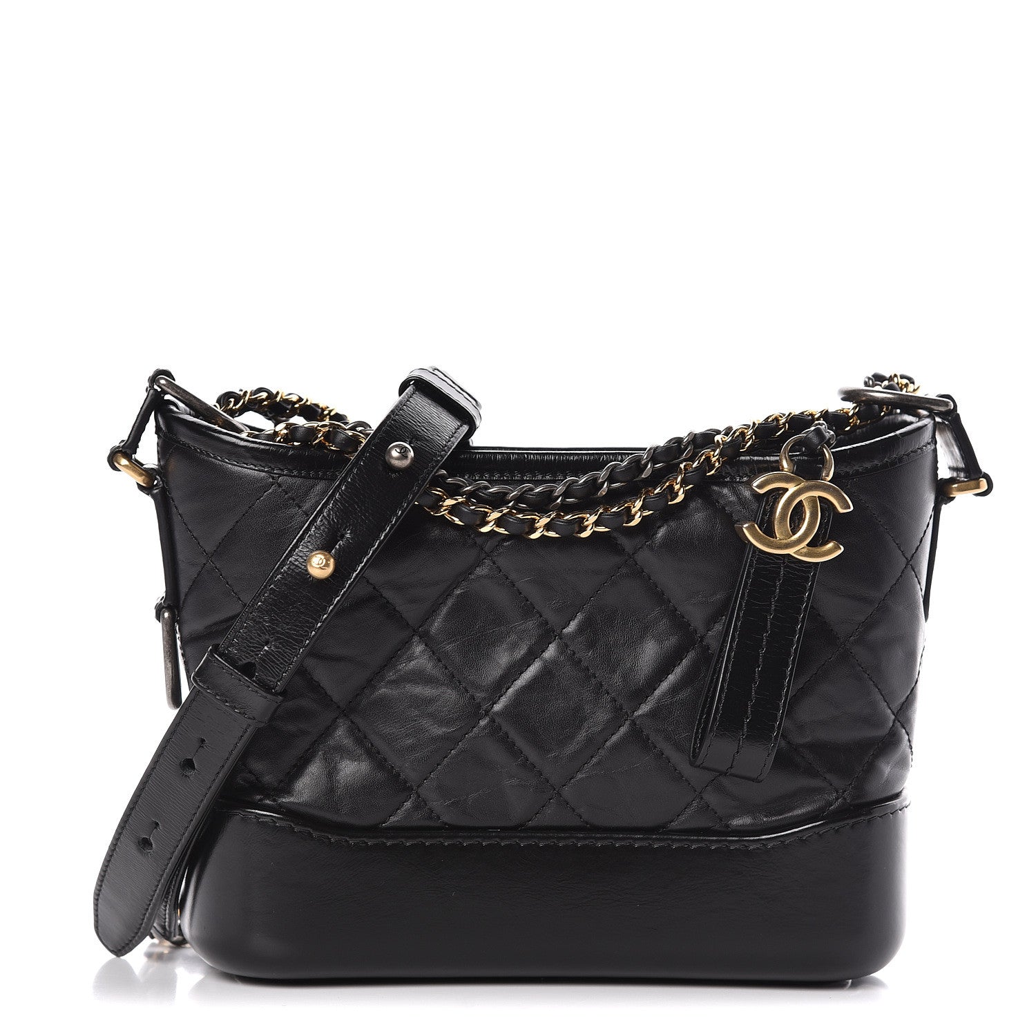 Chanel Aged Calfskin Quilted Small Gabrielle Hobo Black 1 of 11