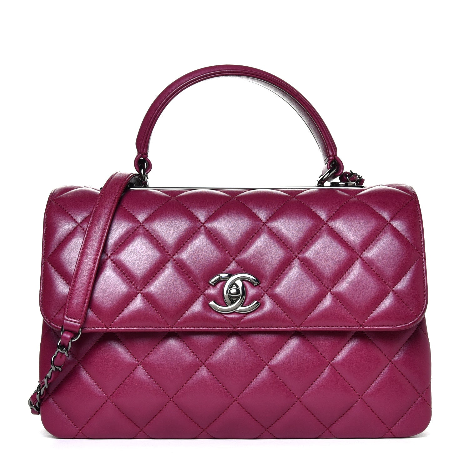 Chanel Lambskin Quilted Medium Trendy CC Flap Dual Handle Bag Dark Pink 1 of 12