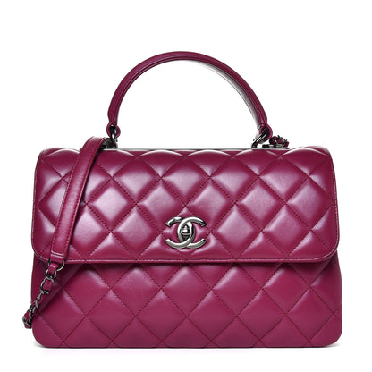 Chanel Lambskin Quilted Medium Trendy CC Flap Dual Handle Bag Dark Pink 1 of 12