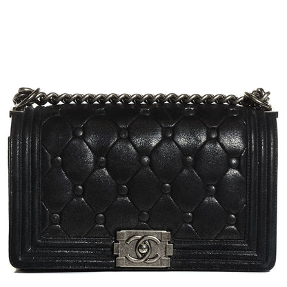 Chanel Goatskin Chesterfield Quilted Medium Celtic Boy Flap Black 1 of 9