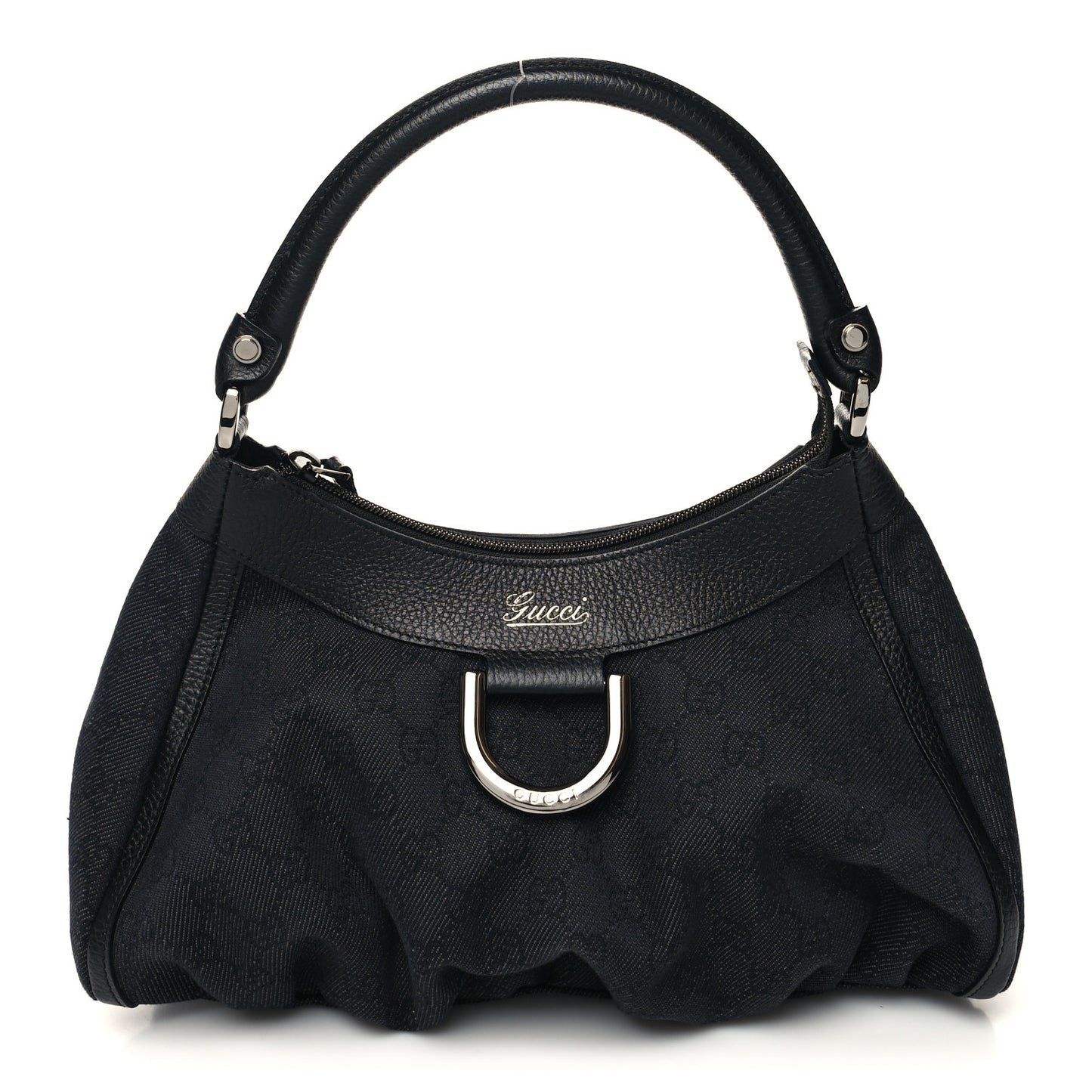Monogram Medium D Gold Ring Hobo Black