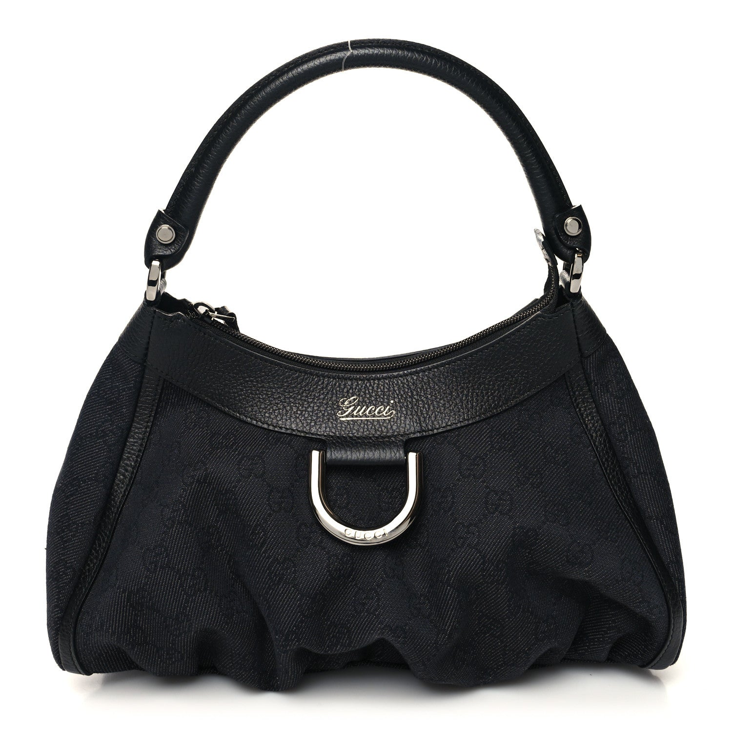 Gucci Monogram Medium D Gold Ring Hobo Black 1 of 10