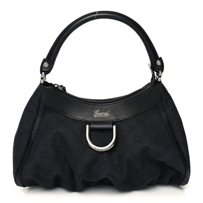 Gucci Monogram Medium D Gold Ring Hobo Black 1 of 10