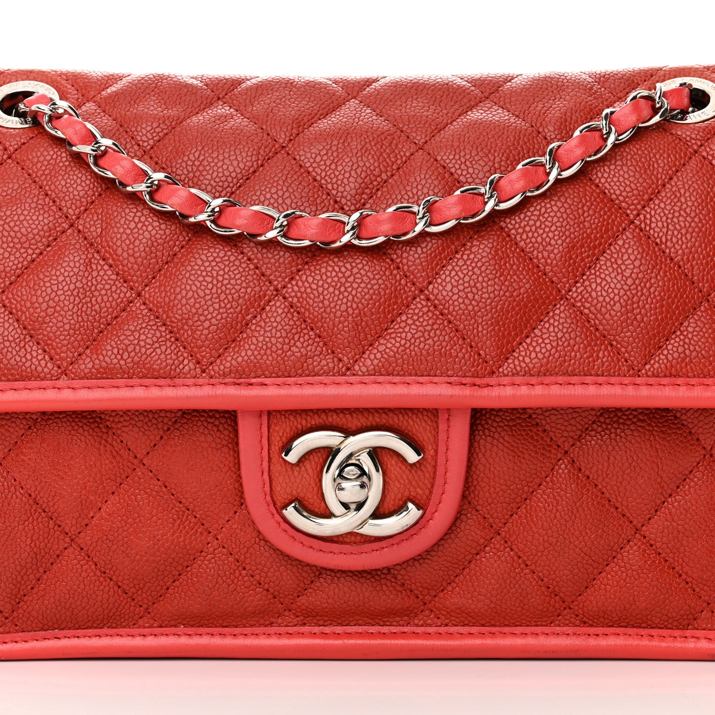 Caviar Quilted Medium French Riviera Flap Red