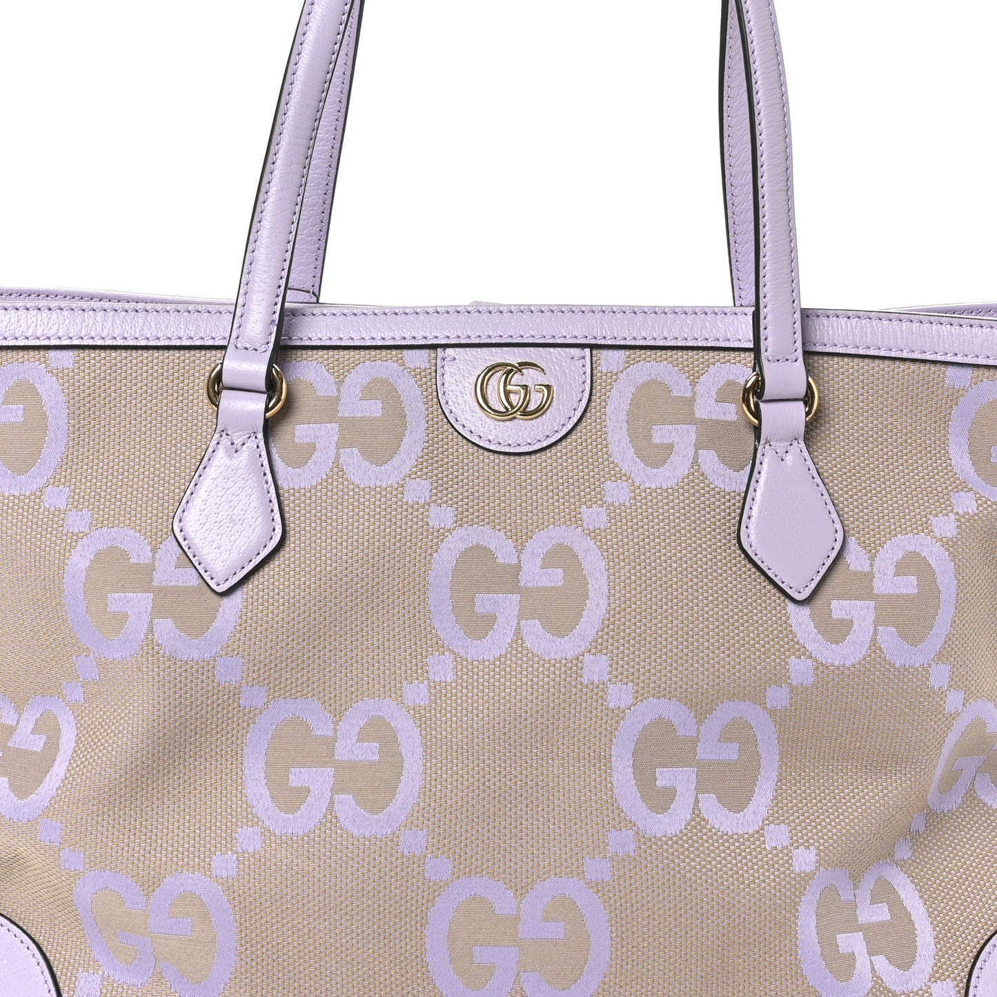 Monogram Jumbo GG Textured Dollar Calfskin Medium Ophidia Shopping Tote Beige Lapis