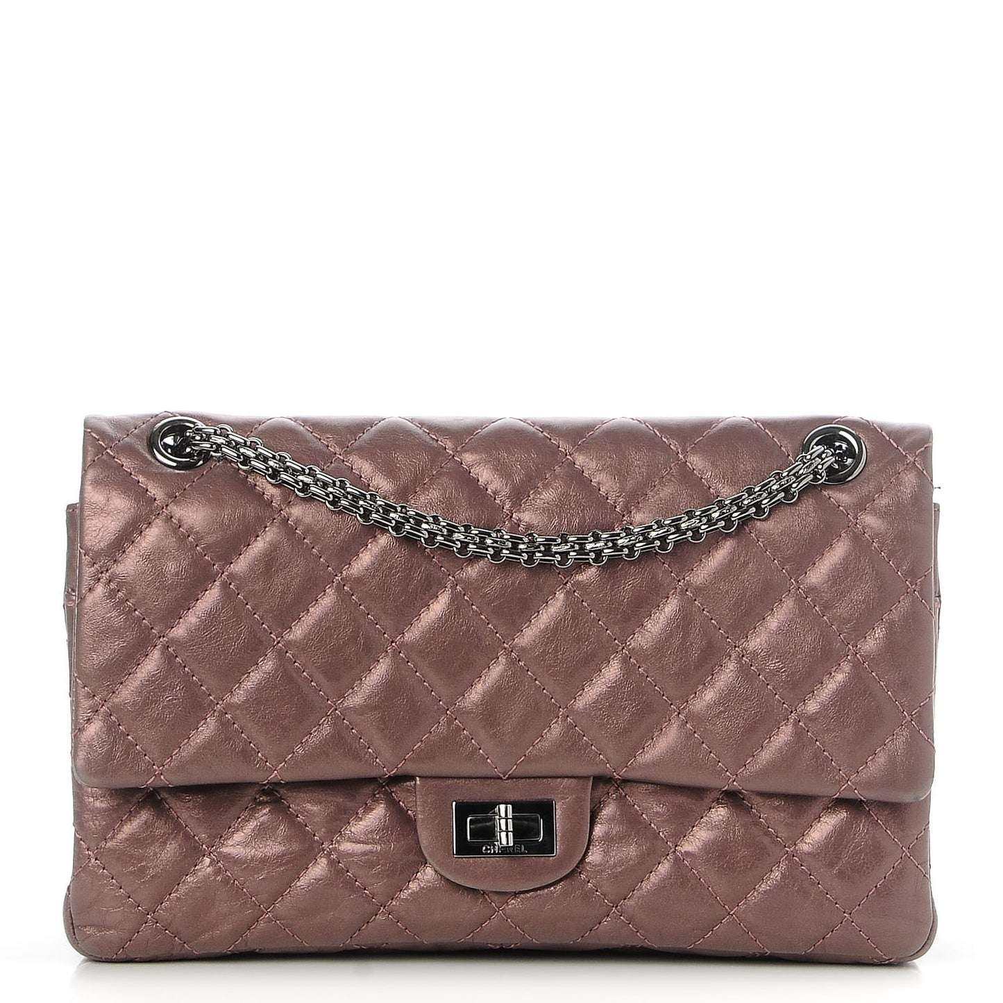 Metallic Aged Calfskin Quilted 2.55 Reissue 226 Flap Rose Fonce