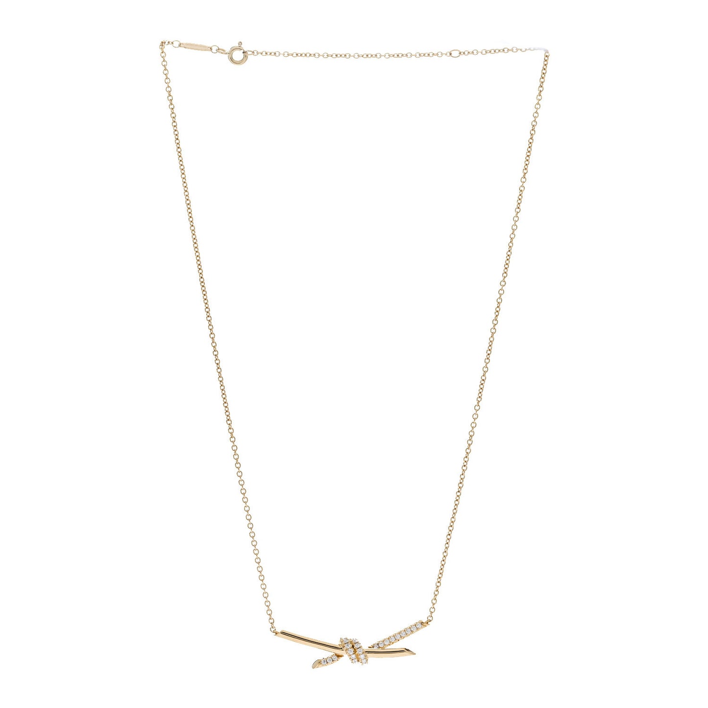 18K Yellow Gold Diamond Knot Necklace
