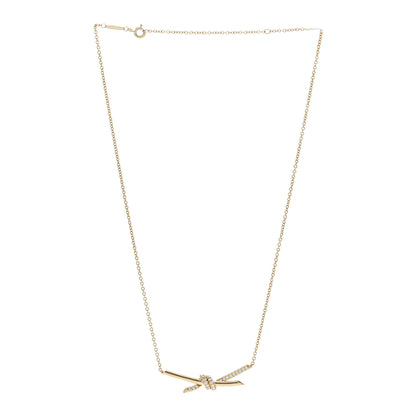 Tiffany 18K Yellow Gold Diamond Knot Necklace 3 of 6