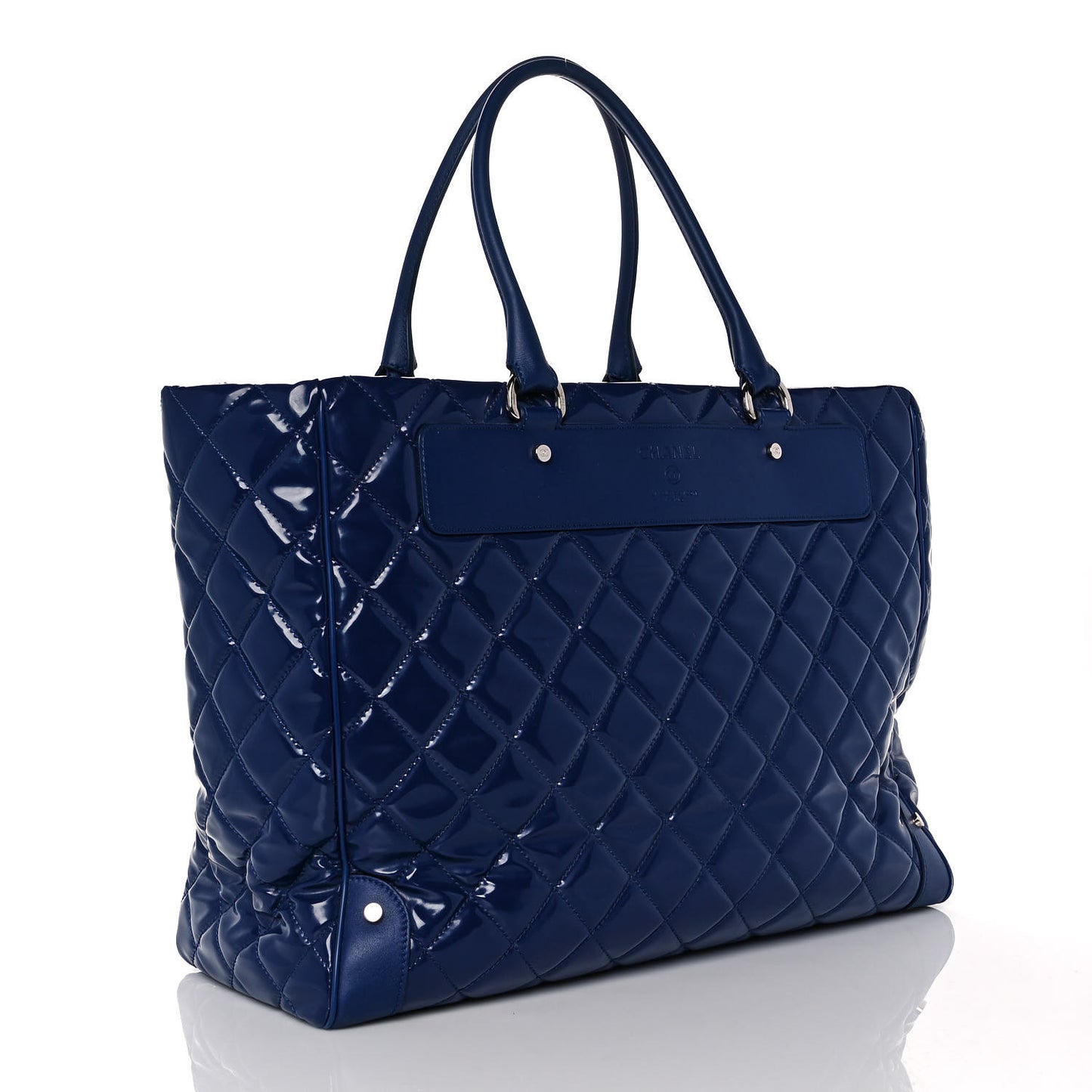 Patent Quilted Travel Bag Blue