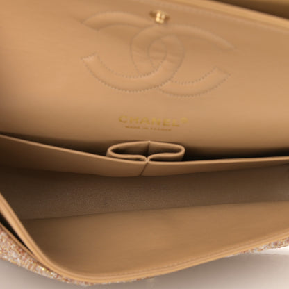 Chanel Tweed Quilted Medium Double Flap Beige Multicolor 5 of 13