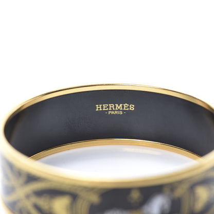 Hermes Enamel Printed Wide Grand Apparat Bracelet 70 Black 4 of 5