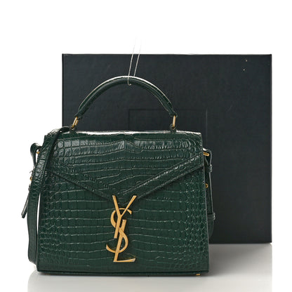 Saint Laurent Calfskin Crocodile Embossed Mini Classic Monogram Cassandra Top Handle Dark Mint 16 of 16